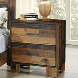 Rustic Reclaimed Wood Design 2 Drawer Nightstand