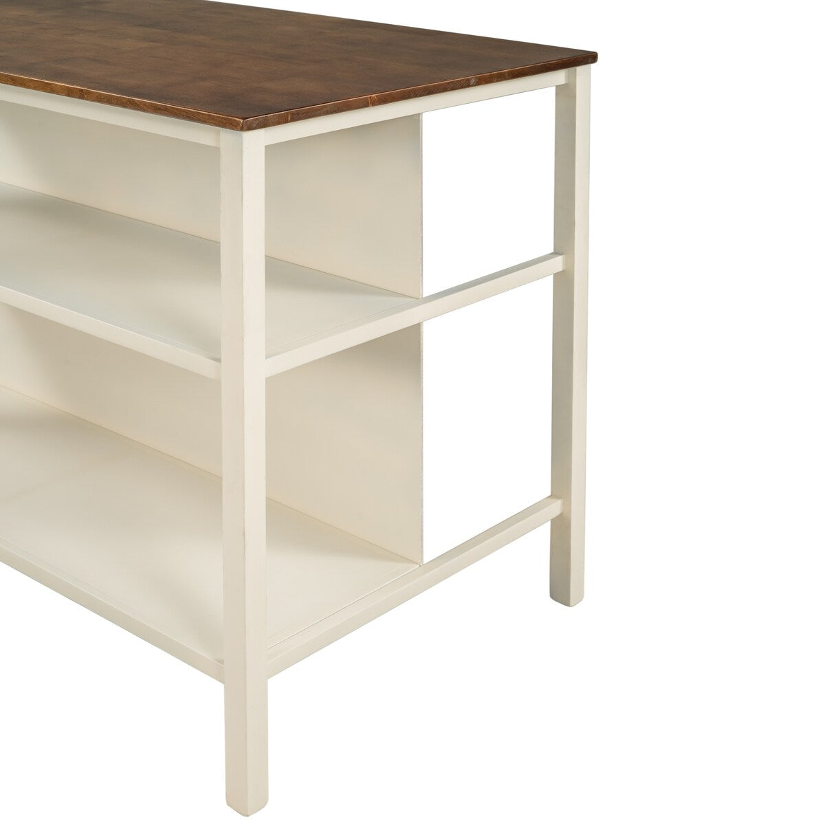 Rustic Stationary Kitchen Island Rubber Butcher Block Dining Table