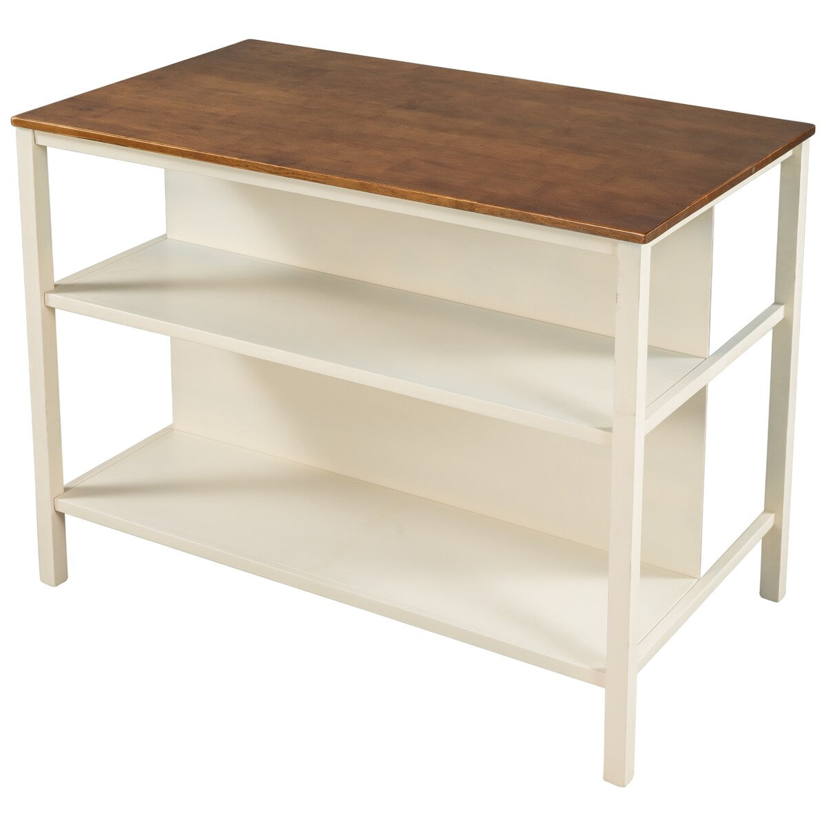 Rustic Stationary Kitchen Island Rubber Butcher Block Dining Table