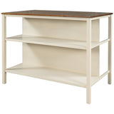 Rustic Stationary Kitchen Island Rubber Butcher Block Dining Table