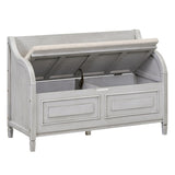 Rustic Style Solid Wood Entryway Storage Bench with Safety Hinge