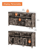 Rustic Wood TV Stand with Mesh and Sliding Barn Doors for Living Room