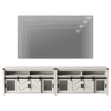 Rustic Wood TV Stand with Mesh and Sliding Barn Doors for Living Room