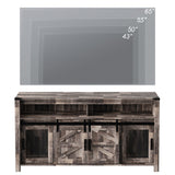 Rustic Wood TV Stand with Mesh and Sliding Barn Doors for Living Room