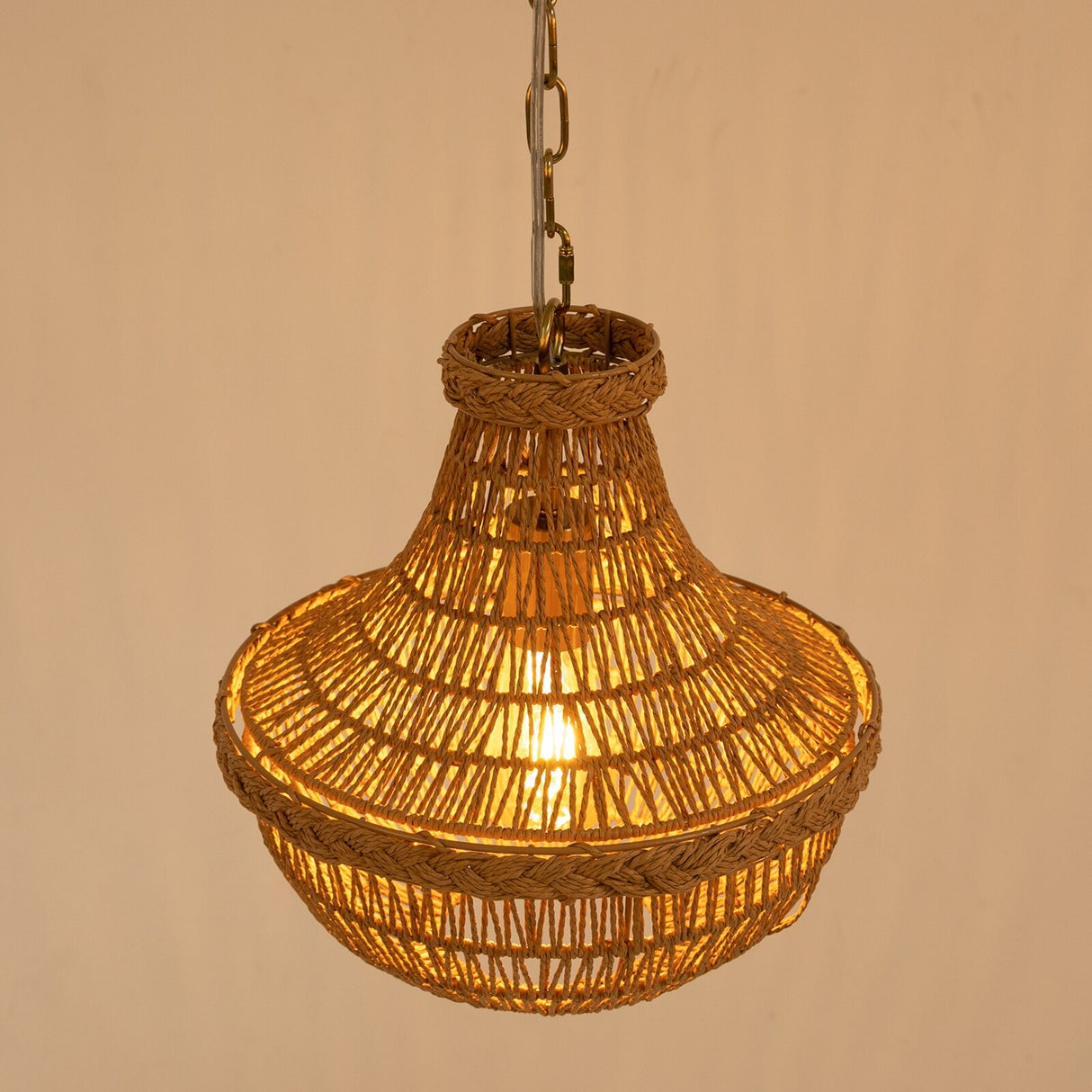 Rustic Woven Pendant Light Fixture Hanging Lamp
