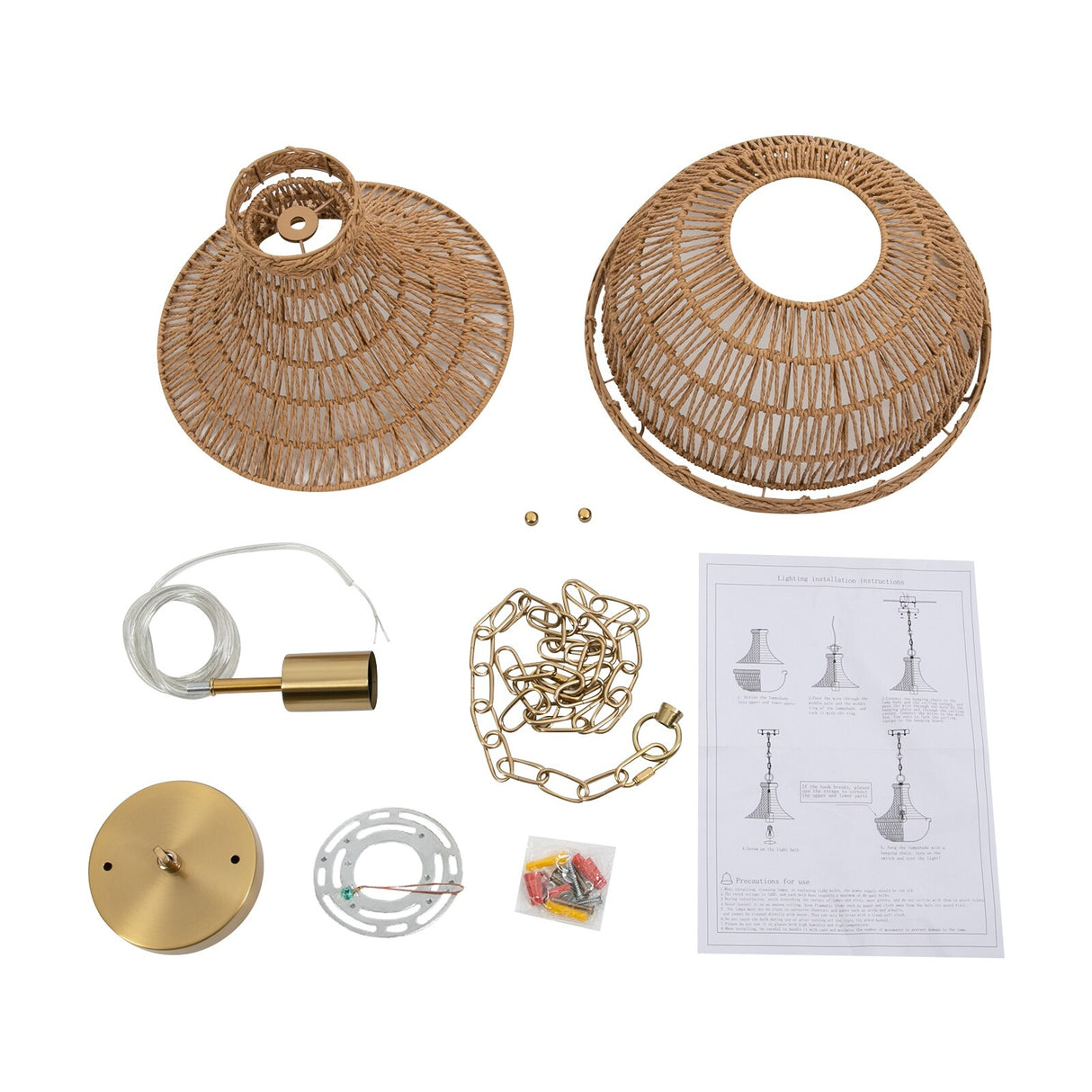 Rustic Woven Pendant Light Fixture Hanging Lamp