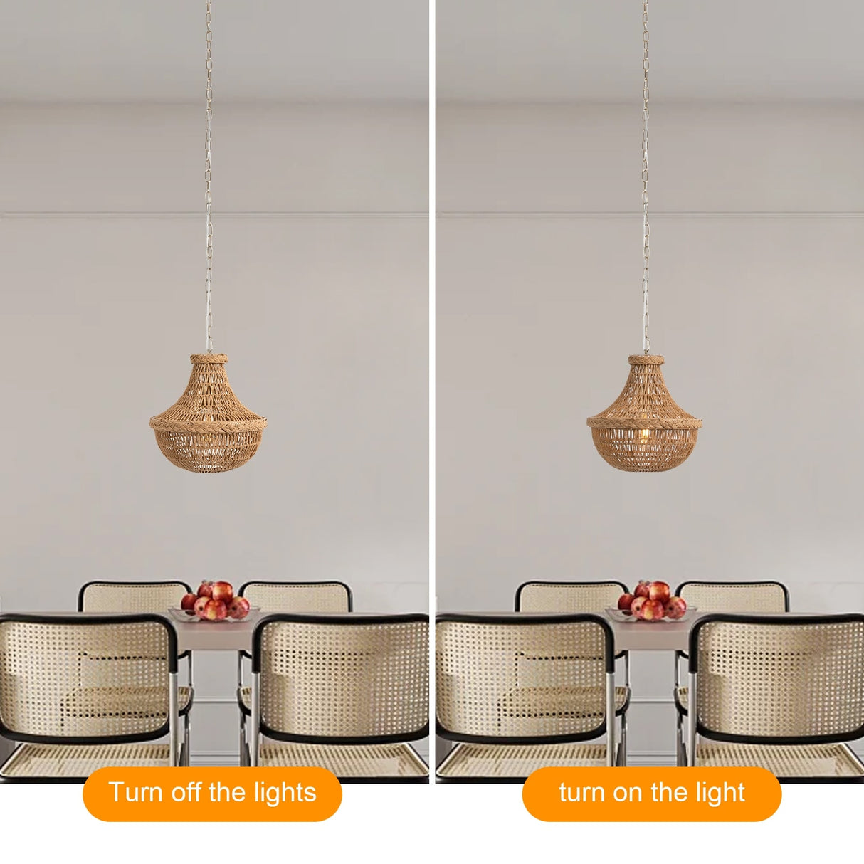 Rustic Woven Pendant Light Fixture Hanging Lamp