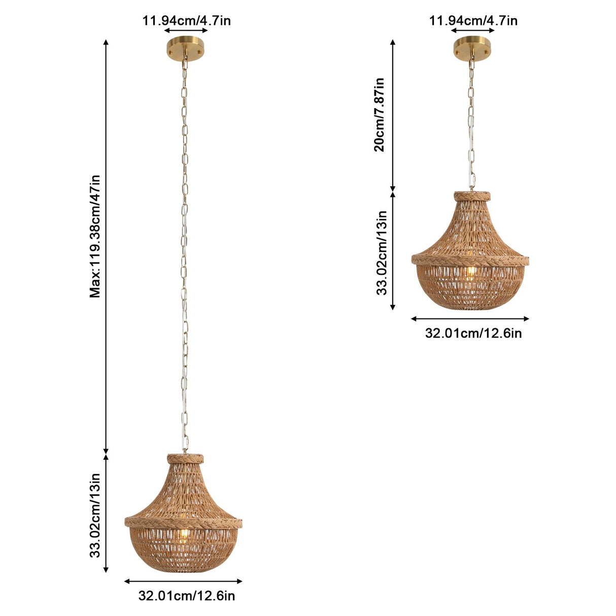 Rustic Woven Pendant Light Fixture Hanging Lamp