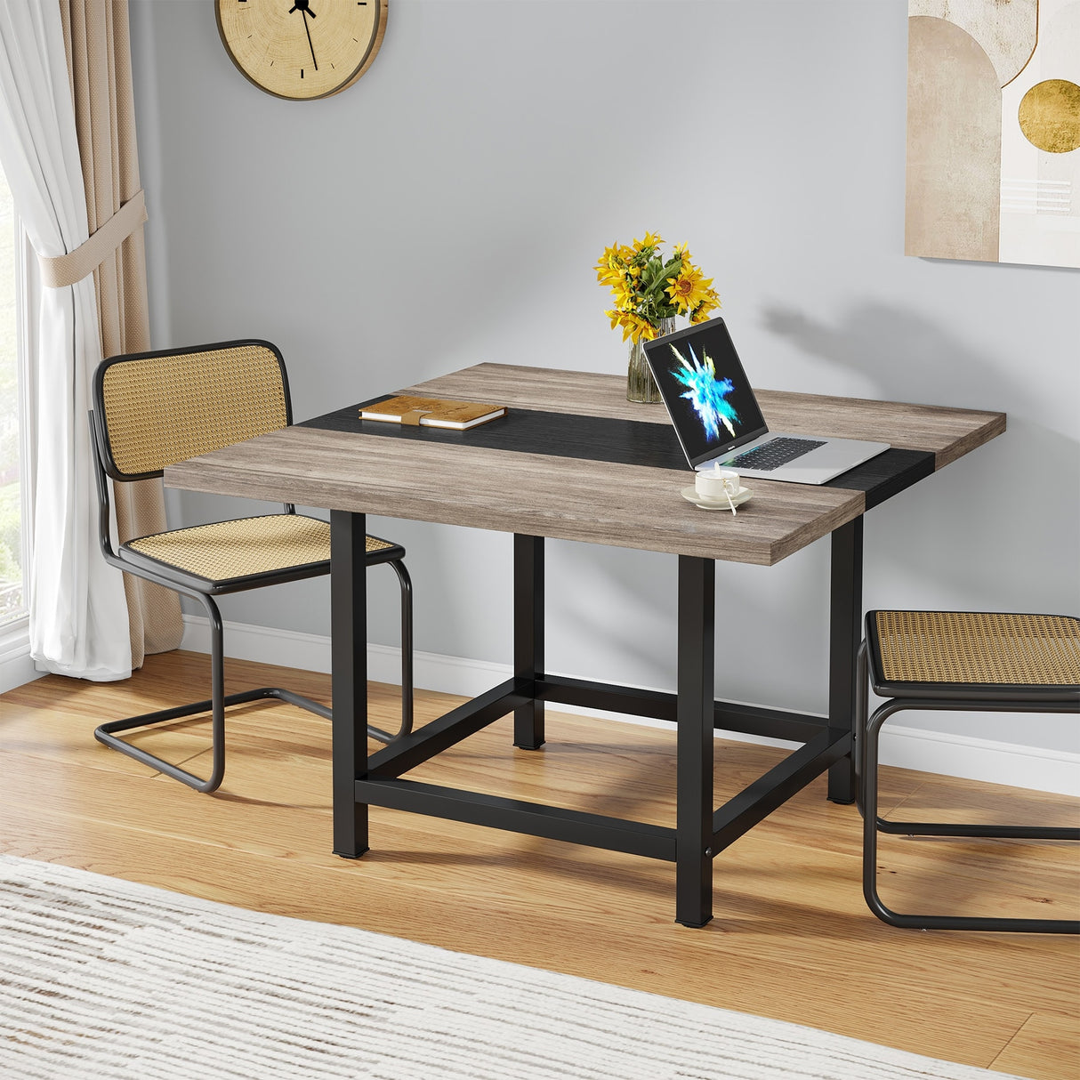 Rustic suqare dining kitchen room table for 4 ，dinner table for small space