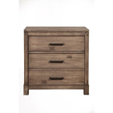 Rustically Designed Nightstand with 3 Drawers Brown