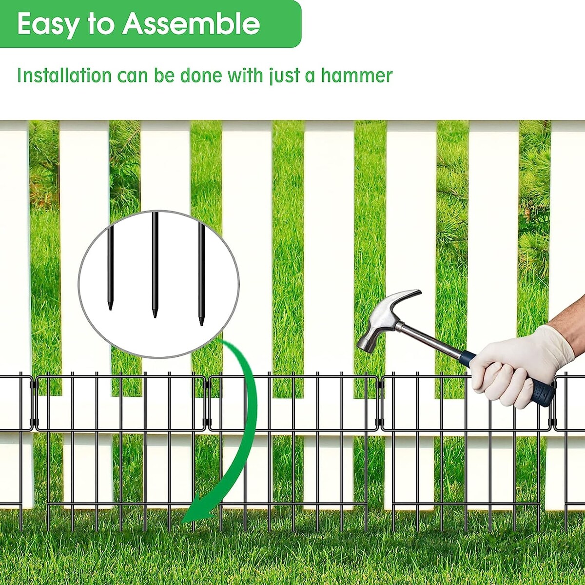 Rustproof Metal Wire Garden Border Fence, T Shape