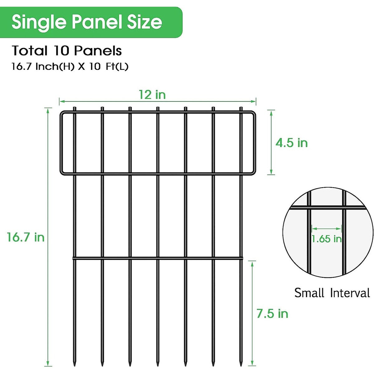 Rustproof Metal Wire Garden Border Fence, T Shape