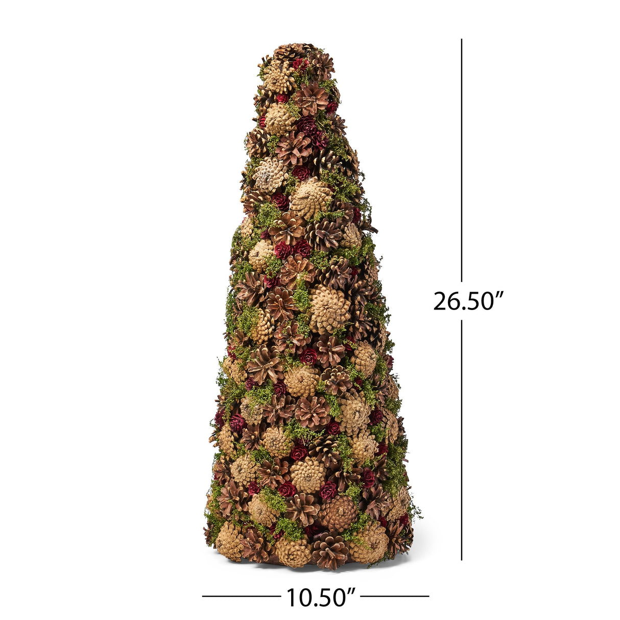 Christopher Knight Home Rutherford Pre-Decorated Pine Cone Artificial Tabletop Christmas Tree - Natural