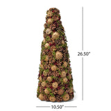 Christopher Knight Home Rutherford Pre-Decorated Pine Cone Artificial Tabletop Christmas Tree - Natural