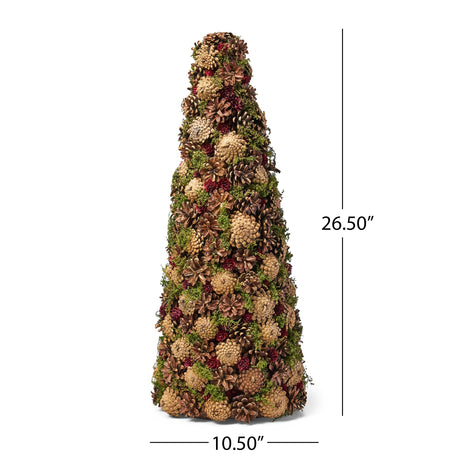 Christopher Knight Home Rutherford Pre-Decorated Pine Cone Artificial Tabletop Christmas Tree - Natural