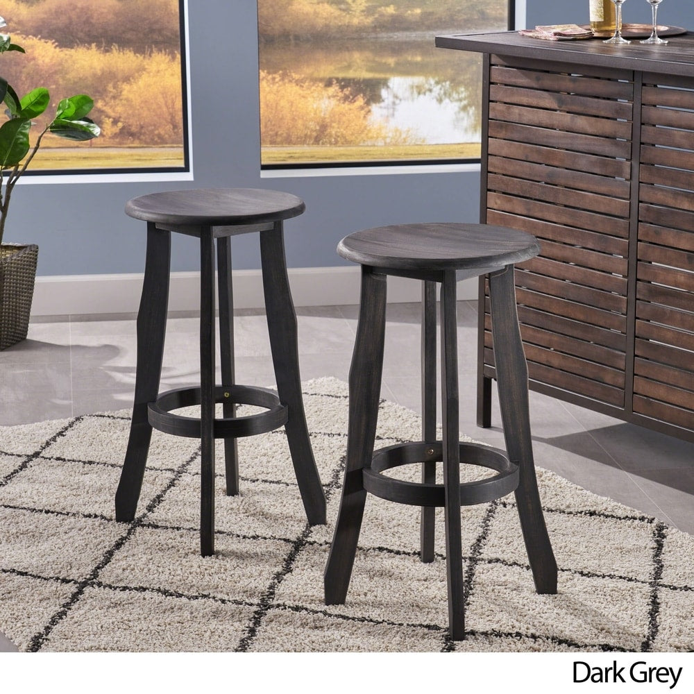 Ruthie Backless Acacia Wood Barstool (Set of 2) by Christopher Knight Home