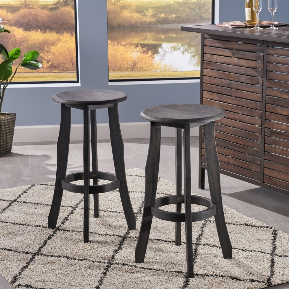 Ruthie Backless Acacia Wood Barstool (Set of 2) by Christopher Knight Home