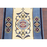 Rya Sweden Oriental Floral Area Rug Hand Knotted Wool Beige - 6'3" x 3'2" runner