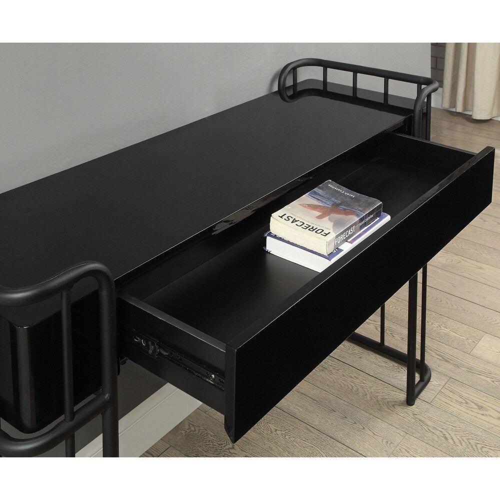 Furniture of America Ryan Industrial Black Metal 1-drawer Vanity Table