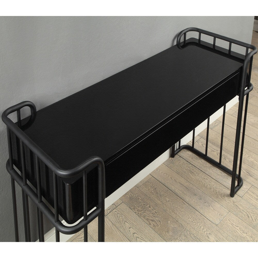 Furniture of America Ryan Industrial Black Metal 1-drawer Vanity Table