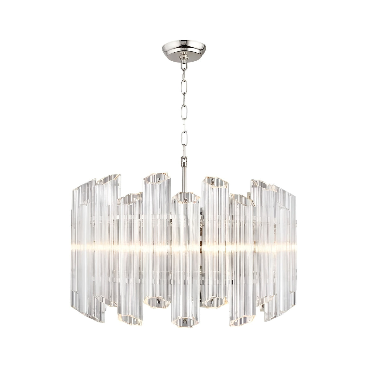 22 Inches Wide Ryder Chandelier Round Multi-Faceted Crystal Waterfall Chandelier