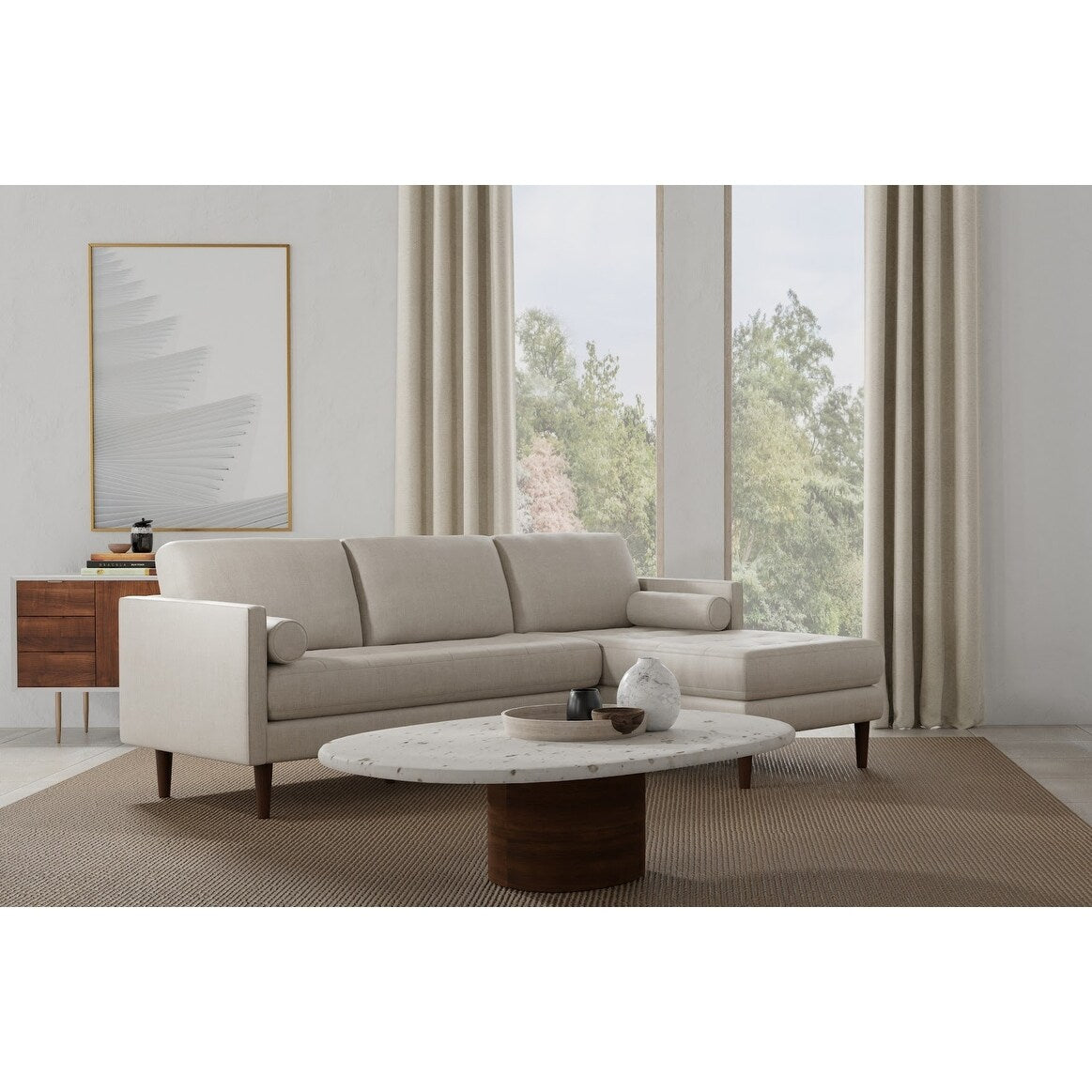 Rye Studio Boca Sofa Chaise RHF with Button Tufted