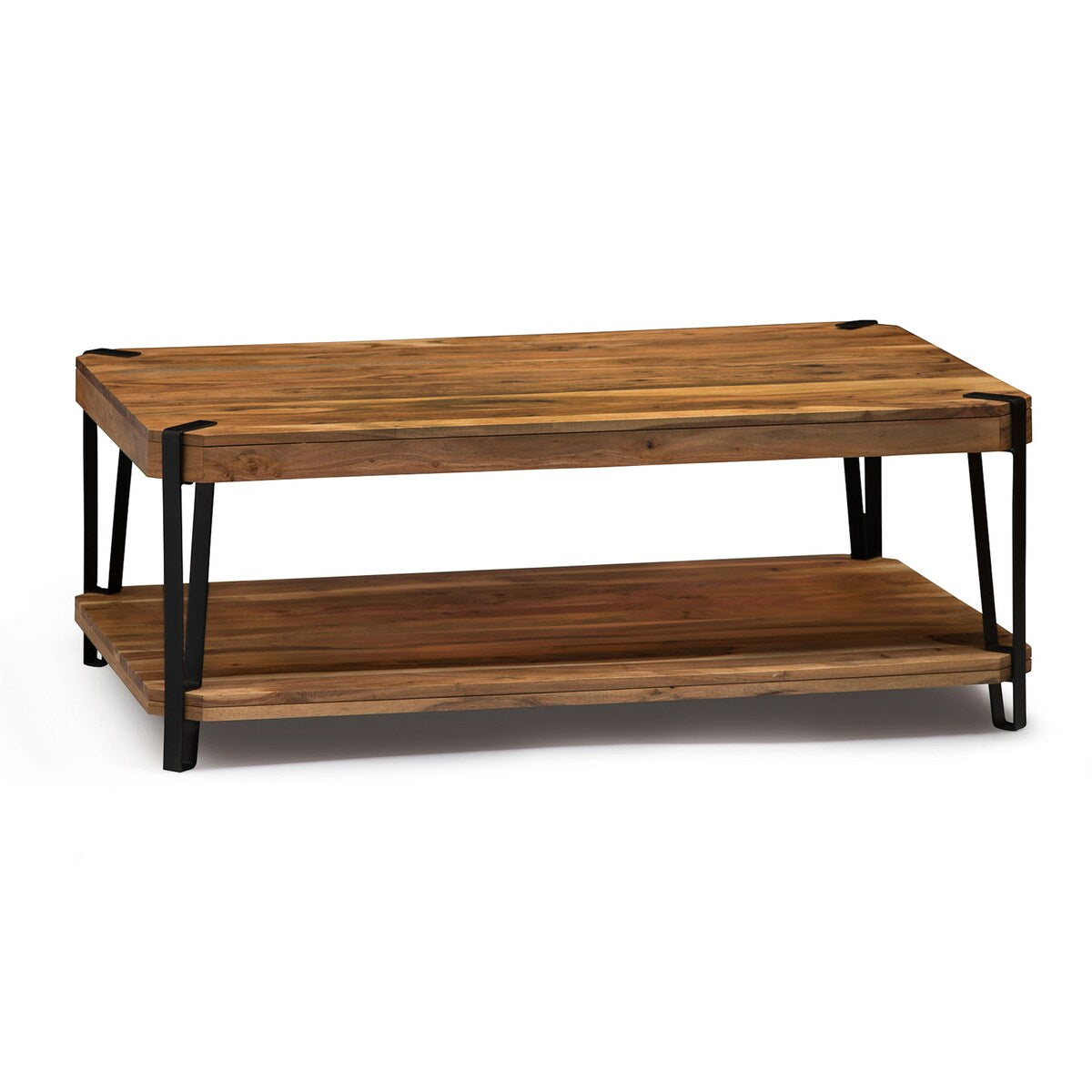 Ryegate Natural Live Edge Solid Wood with Metal Coffee Table, Natural
