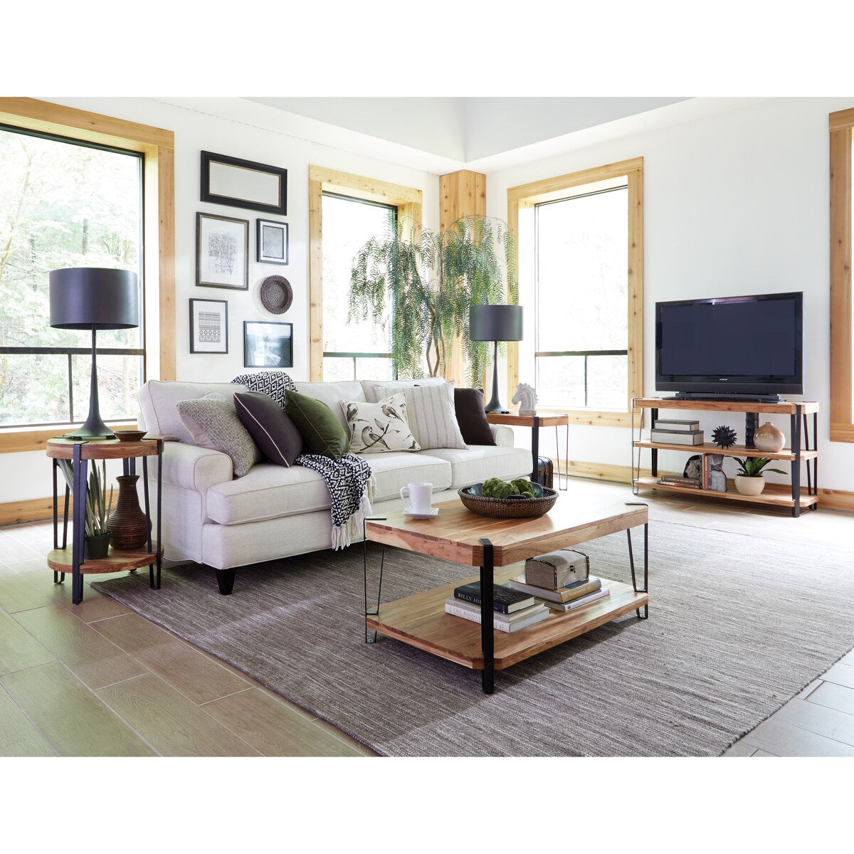 Ryegate Natural Live Edge Solid Wood with Metal Coffee Table, Natural