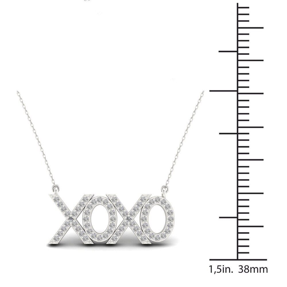 S925 Sterling Silver 1/5ct TDW Diamond XOXO Necklace
