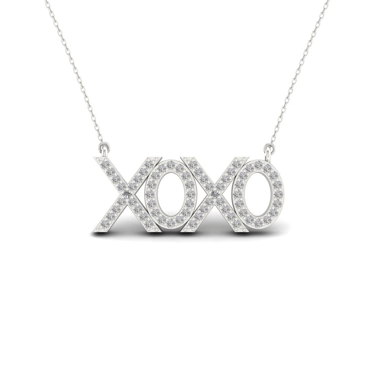 S925 Sterling Silver 1/5ct TDW Diamond XOXO Necklace