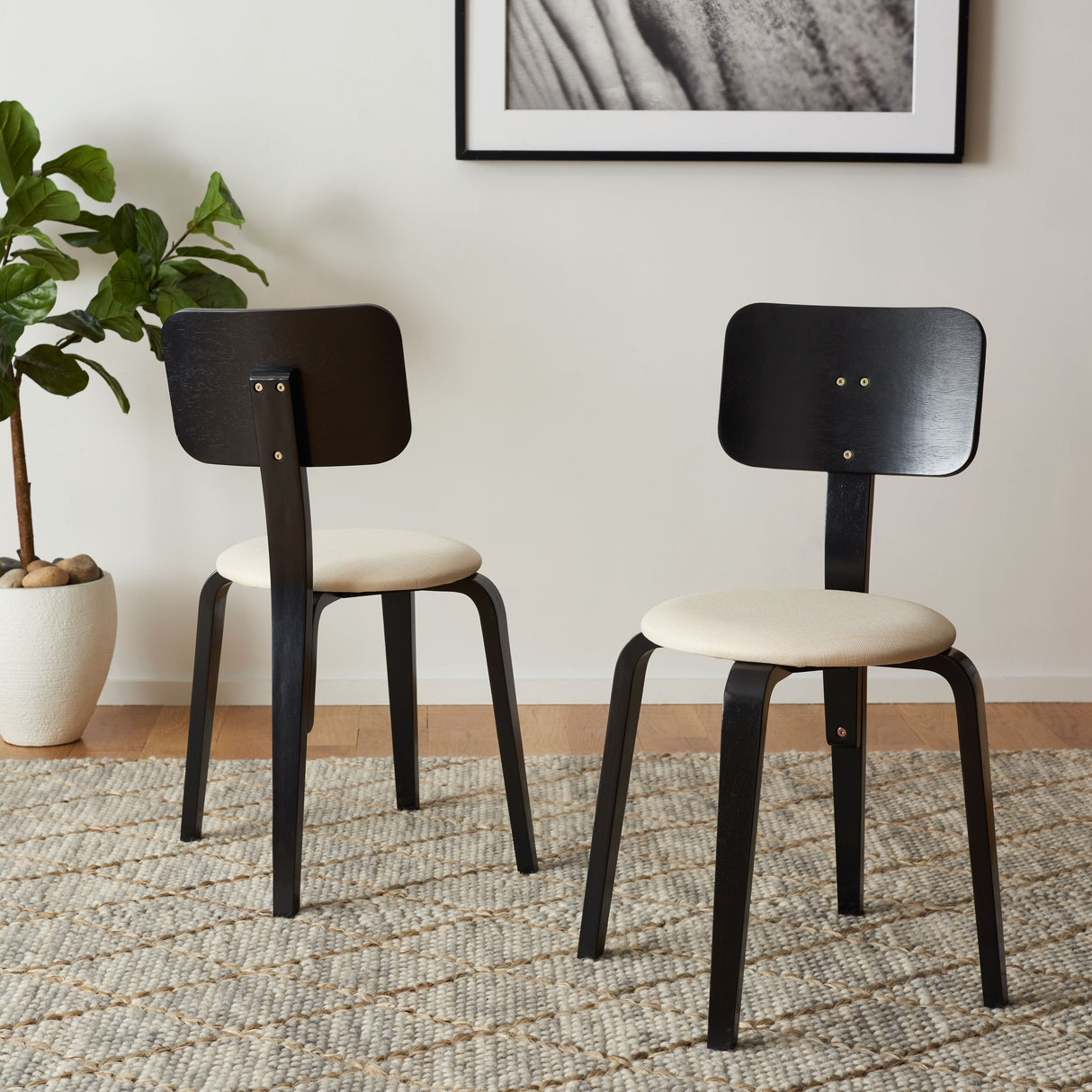 SAFAVIEH Alwine Upholstered Stackable Dining Chair (Set of 2) - 23Wx23Dx33H
