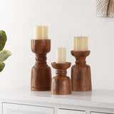 SAFAVIEH Antosia Faux Wood Decorative Candle Holder (Set of 3) - 4.1" W x 4.1" L x 5.9" H - 4Wx4Dx4H