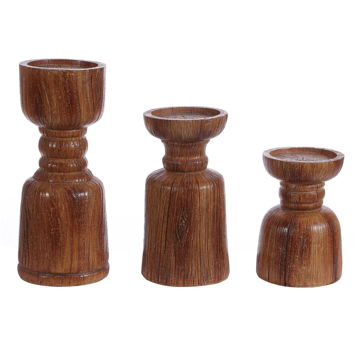 SAFAVIEH Antosia Faux Wood Decorative Candle Holder (Set of 3) - 4.1" W x 4.1" L x 5.9" H - 4Wx4Dx4H
