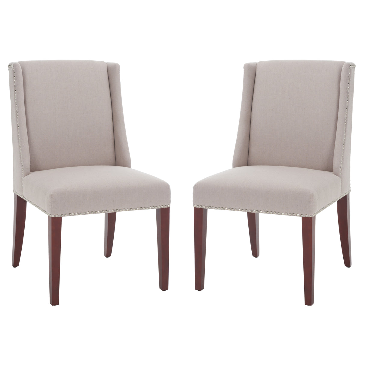 SAFAVIEH Chante Beige Linen Dining Chair (Set of 2) - 22" W x 26" D x 39" H - 22Wx26Dx39H