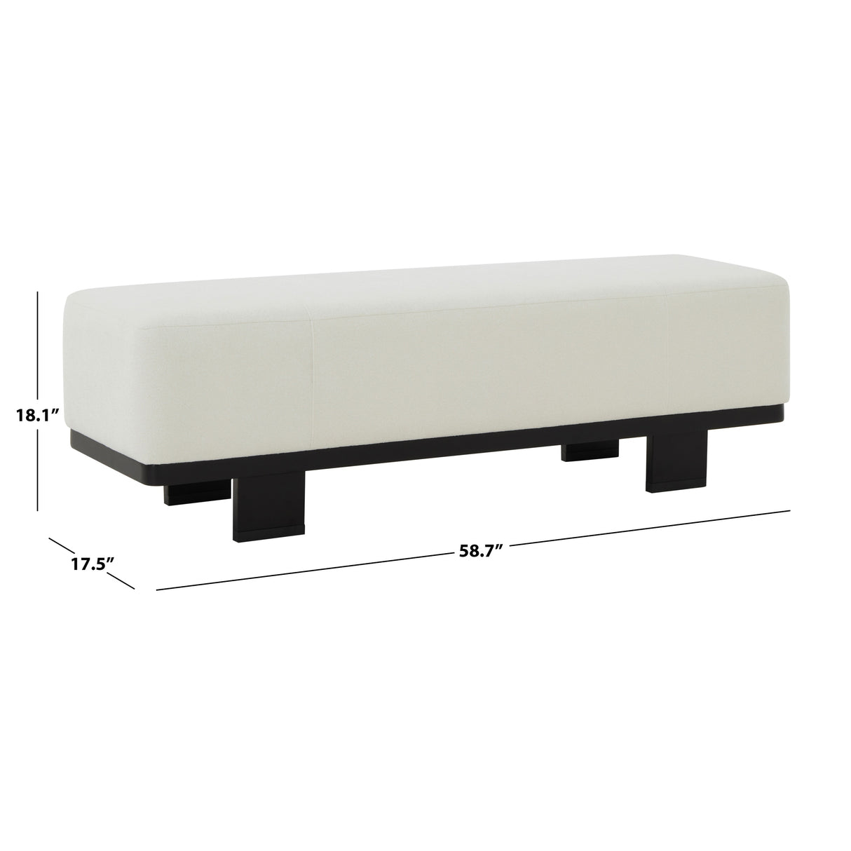 SAFAVIEH Couture Fjorela Modern Bench - 58.7 In. W x 17.5 In. D x 18.1 In. H - 59Wx18Dx18H