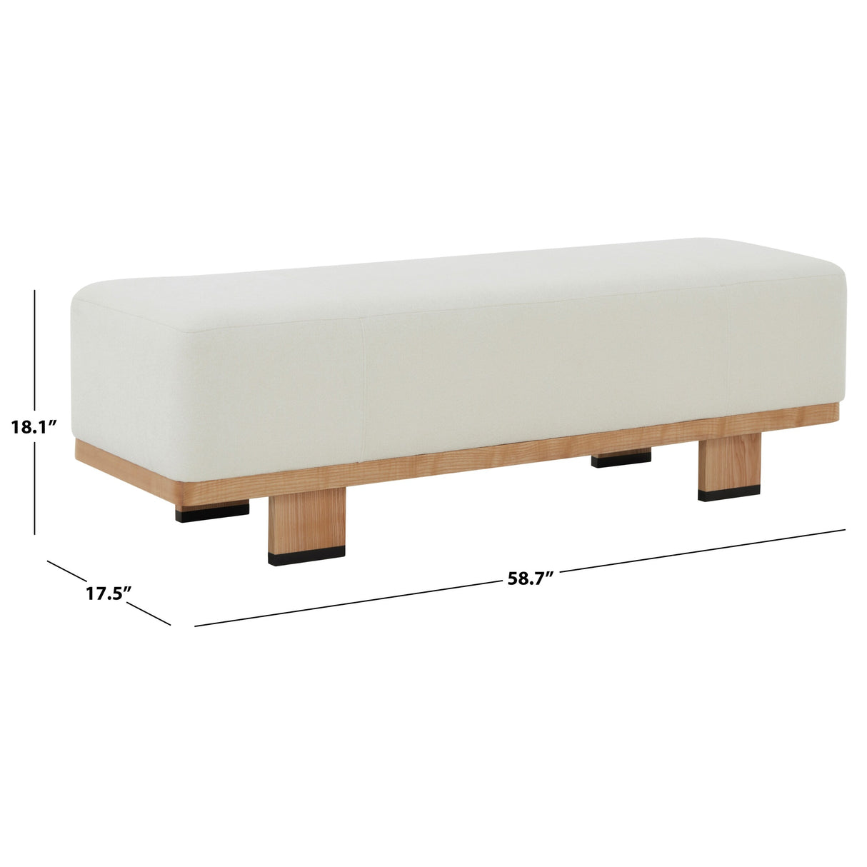 SAFAVIEH Couture Fjorela Modern Bench - 58.7 In. W x 17.5 In. D x 18.1 In. H - 59Wx18Dx18H
