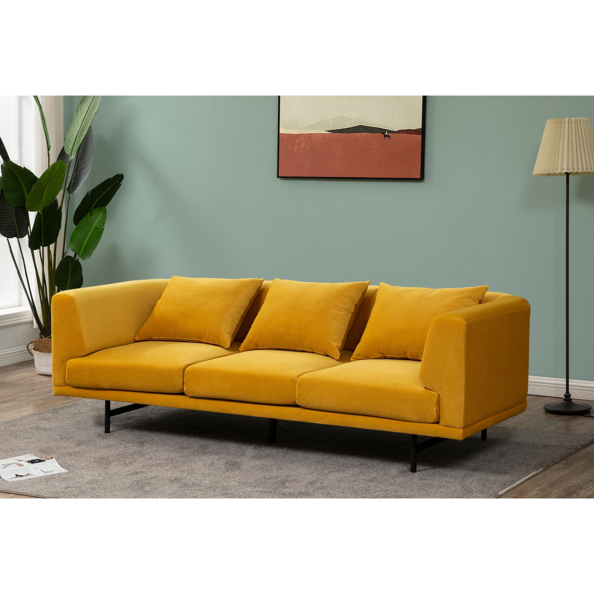 SAFAVIEH Couture Marcy Velvet Sofa - 89.8" W x 27.6" L x 35.4" H