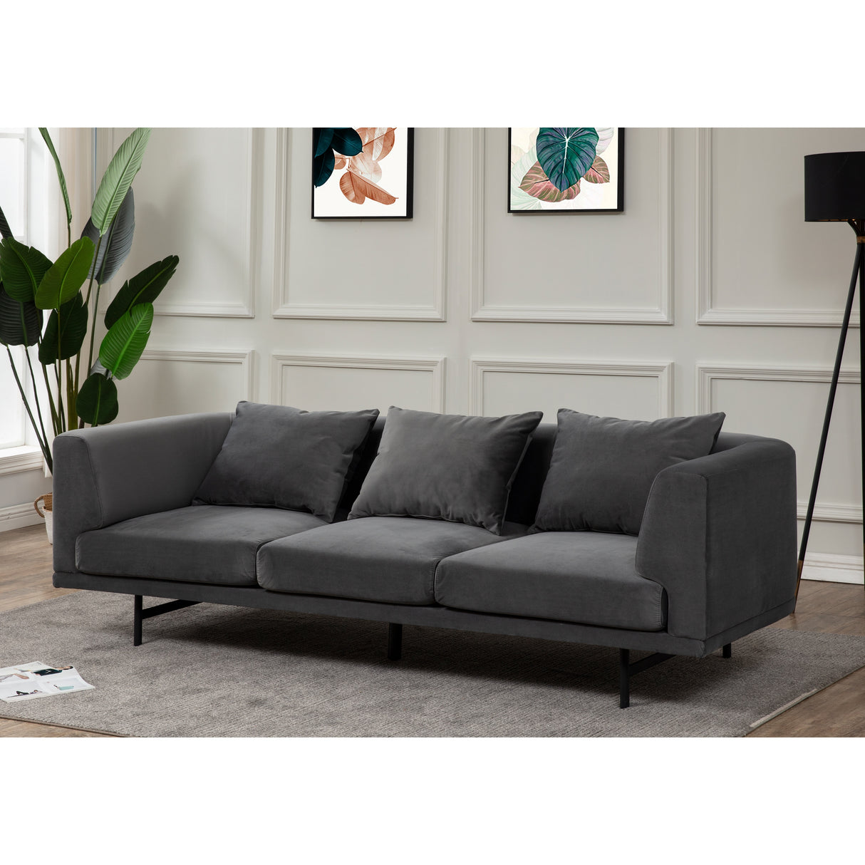 SAFAVIEH Couture Marcy Velvet Sofa - 89.8" W x 27.6" L x 35.4" H