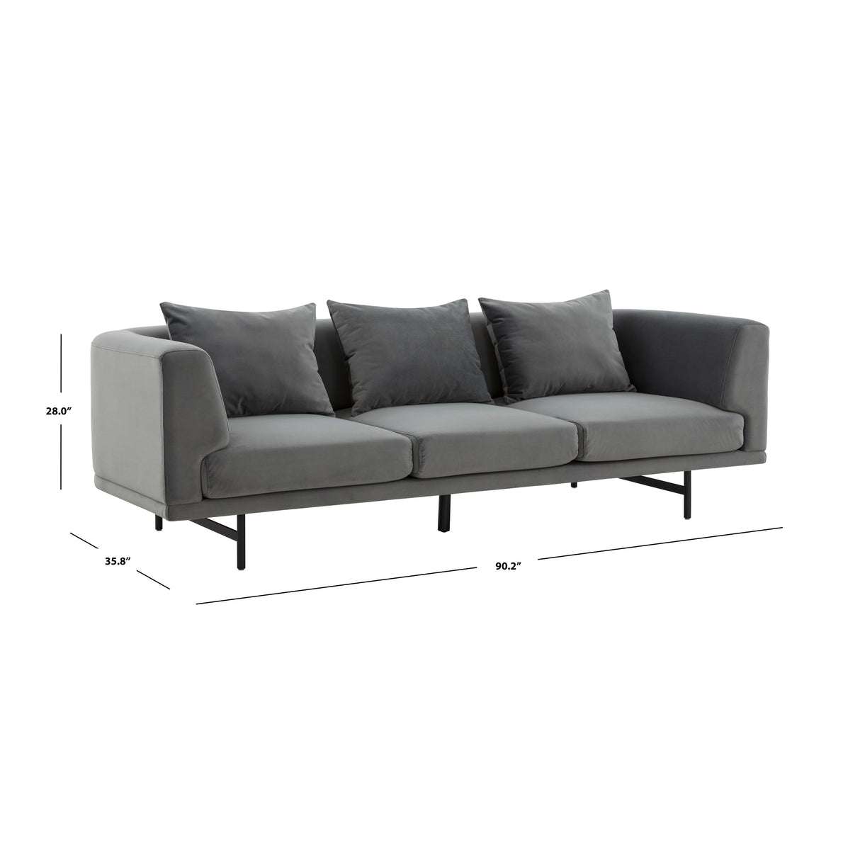 SAFAVIEH Couture Marcy Velvet Sofa - 89.8" W x 27.6" L x 35.4" H