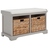 SAFAVIEH Euphemia Brown Woven Storage Basket Bench - 33.5" x 16.1" x 19.9" - 34Wx16Dx20H