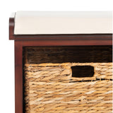 SAFAVIEH Euphemia Brown Woven Storage Basket Bench - 33.5" x 16.1" x 19.9" - 34Wx16Dx20H