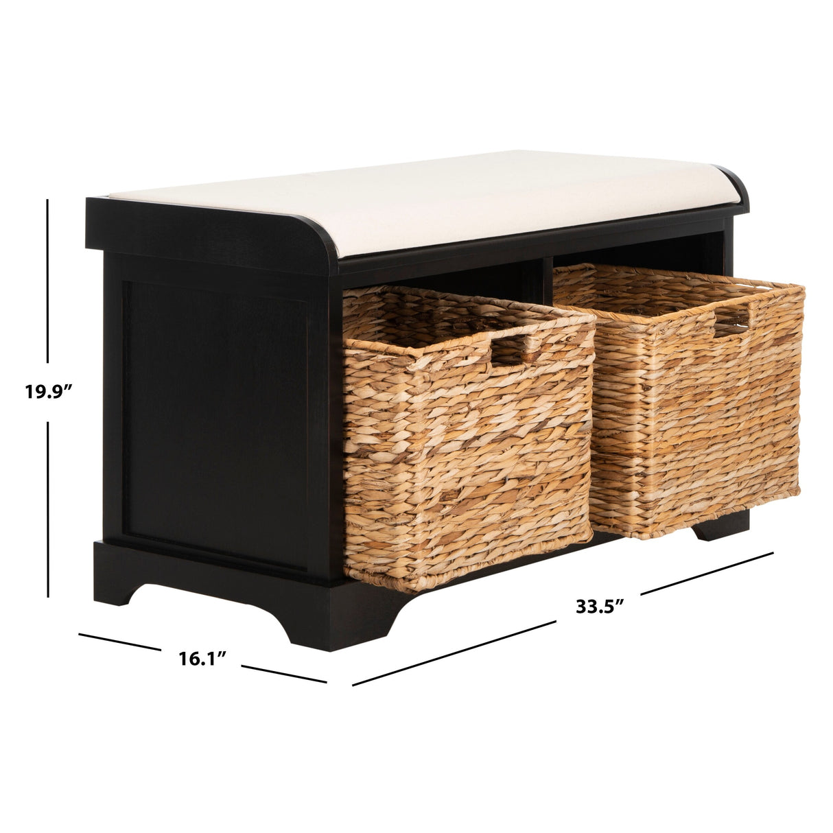 SAFAVIEH Euphemia Brown Woven Storage Basket Bench - 33.5" x 16.1" x 19.9" - 34Wx16Dx20H