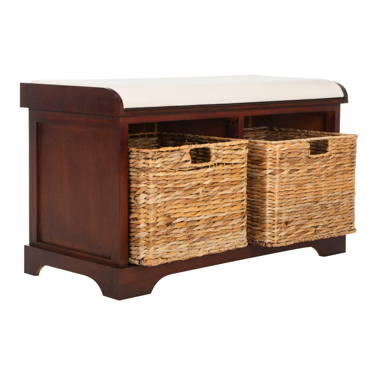 SAFAVIEH Euphemia Brown Woven Storage Basket Bench - 33.5" x 16.1" x 19.9" - 34Wx16Dx20H
