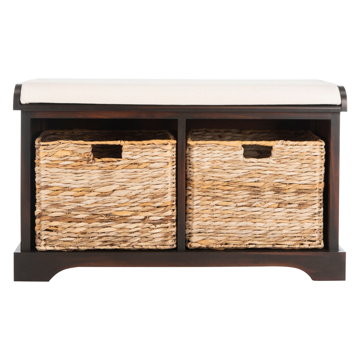 SAFAVIEH Euphemia Brown Woven Storage Basket Bench - 33.5" x 16.1" x 19.9" - 34Wx16Dx20H