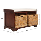 SAFAVIEH Euphemia Brown Woven Storage Basket Bench - 33.5" x 16.1" x 19.9" - 34Wx16Dx20H