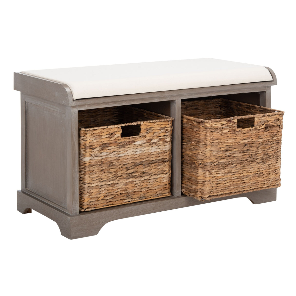 SAFAVIEH Euphemia Brown Woven Storage Basket Bench - 33.5" x 16.1" x 19.9" - 34Wx16Dx20H
