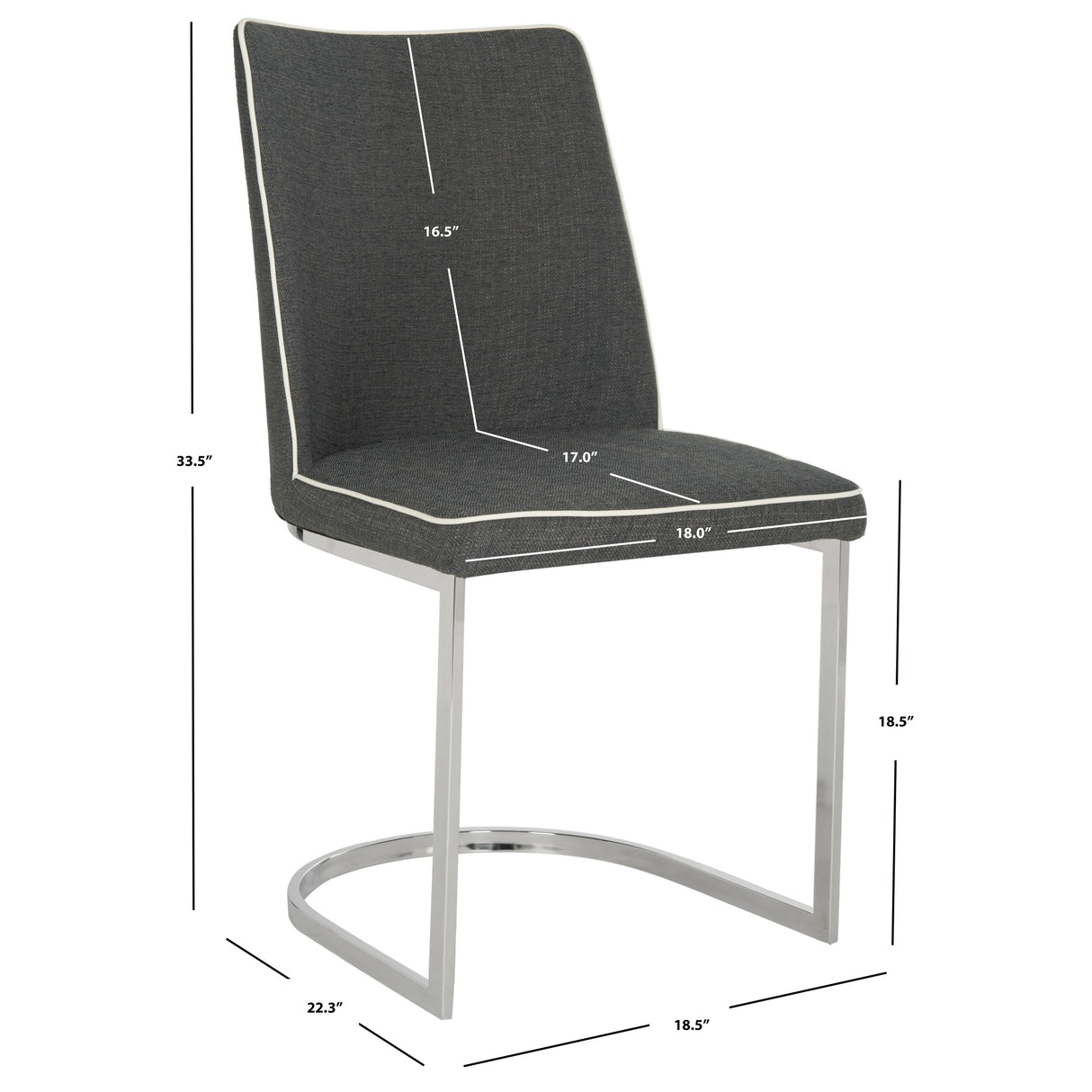 SAFAVIEH Felipa Mid-Century Modern White Dining Chair (Set of 2) - 18.5" x 22.3" x 33.5" - 19Wx22Dx34H