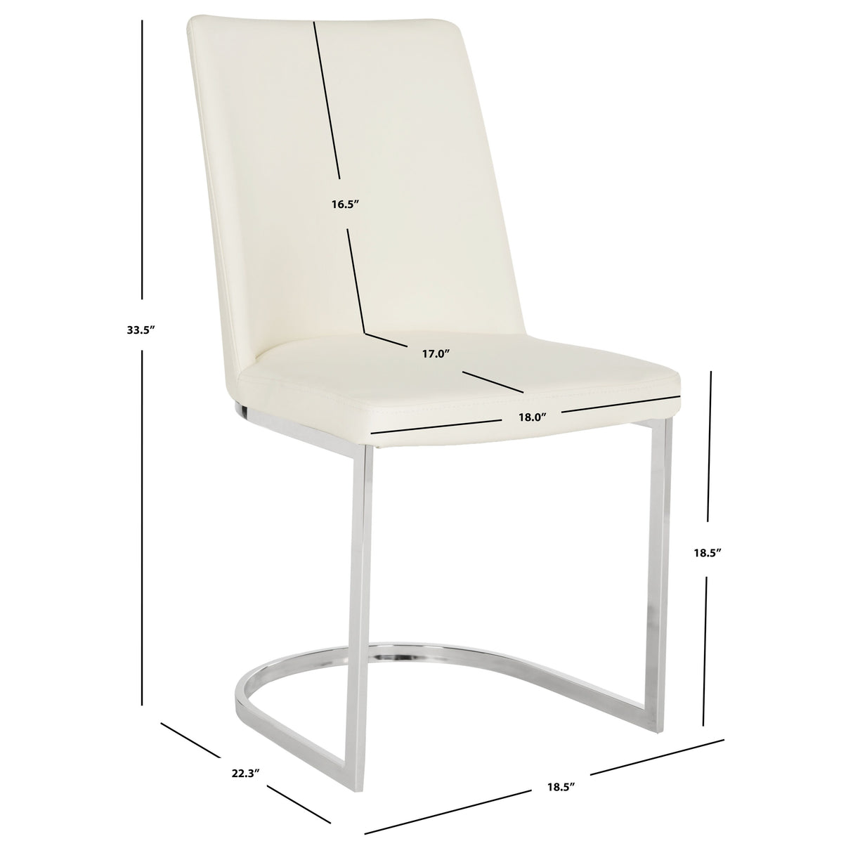 SAFAVIEH Felipa Mid-Century Modern White Dining Chair (Set of 2) - 18.5" x 22.3" x 33.5" - 19Wx22Dx34H