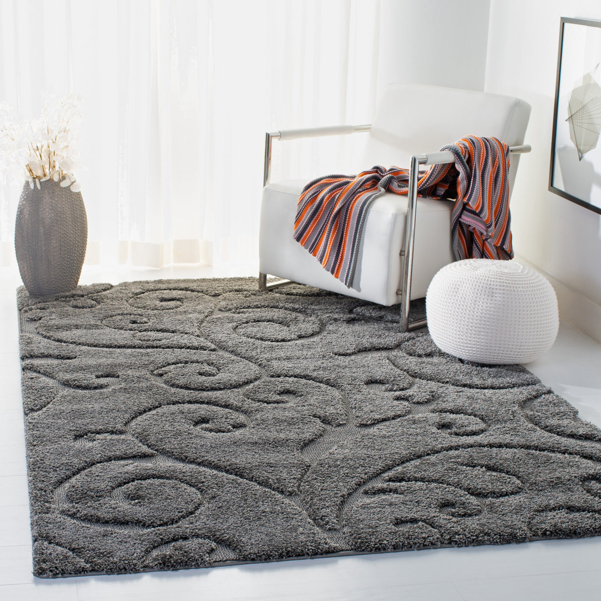 SAFAVIEH Florida Ryung Shag Scroll 1.2-inch Thick Textured Rug