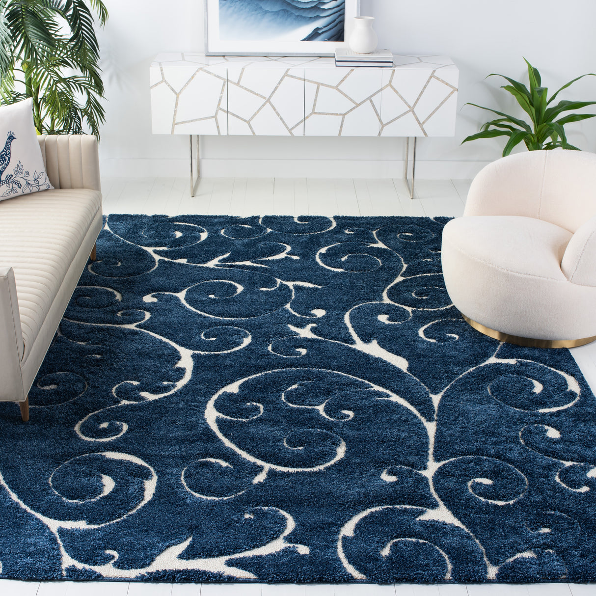 SAFAVIEH Florida Ryung Shag Scroll 1.2-inch Thick Textured Rug